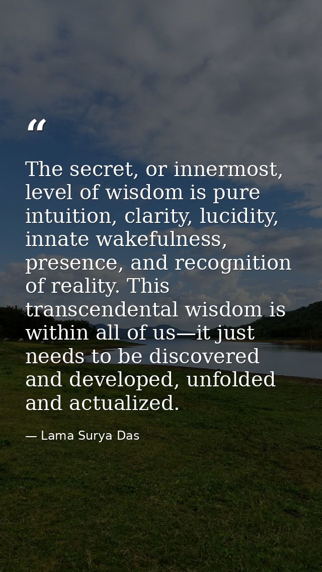 The secret, or innermost, level of wisdom is pure intuition, clarity, lucidity, innate wakefulness, presence, and recogn — Lama Surya Das