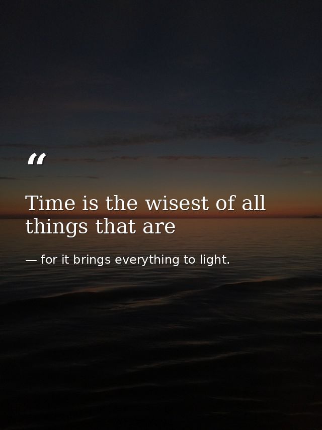 Time is the wisest of all things that are — for it brings everything to light.
