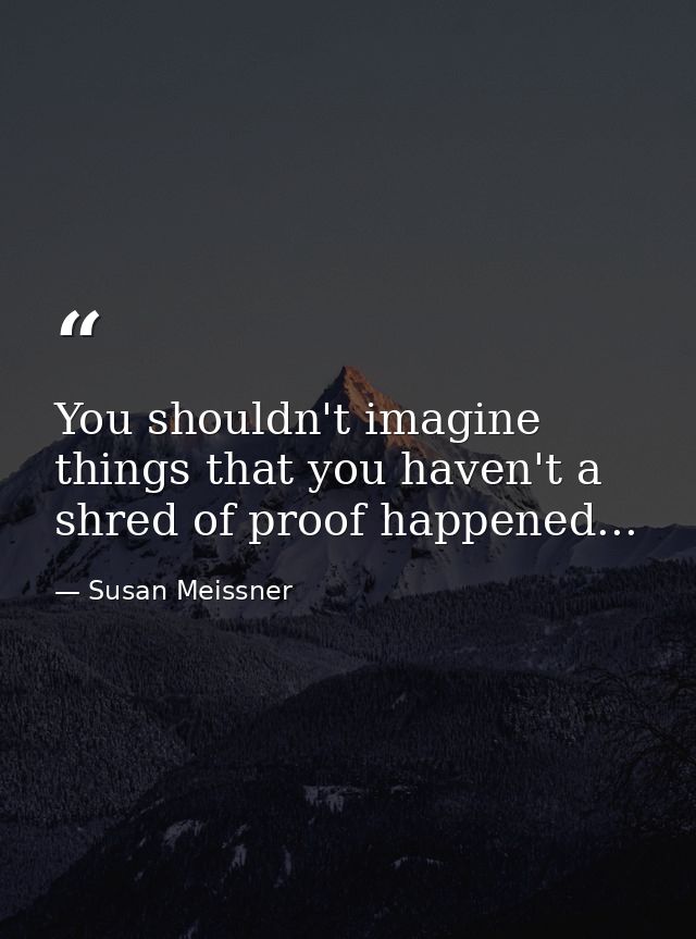 You shouldn't imagine things that you haven't a shred of proof happened... — Susan Meissner