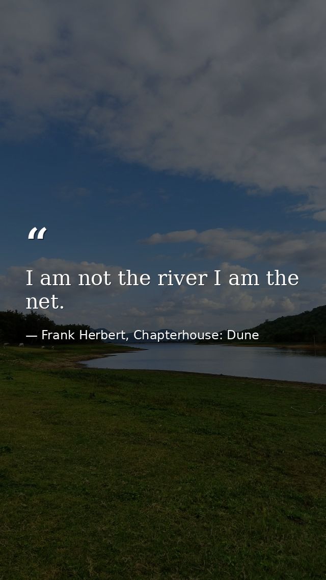 I am not the river I am the net. — Frank Herbert, Chapterhouse: Dune