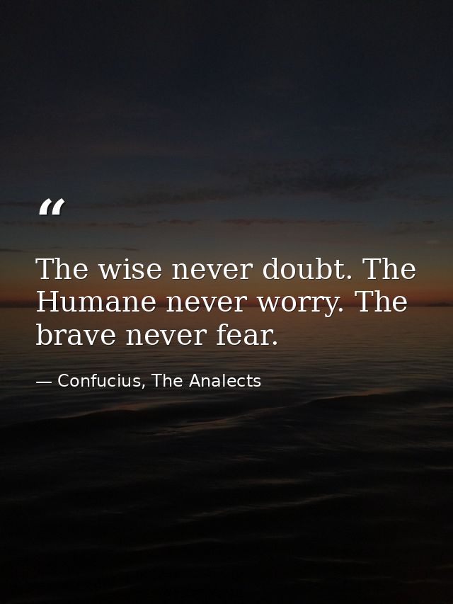 The wise never doubt. The Humane never worry. The brave never fear. — Confucius, The Analects