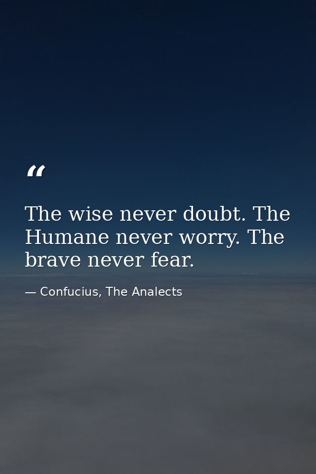 The wise never doubt. The Humane never worry. The brave never fear. — Confucius, The Analects