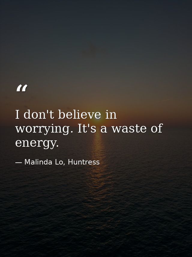 I don't believe in worrying. It's a waste of energy. — Malinda Lo, Huntress