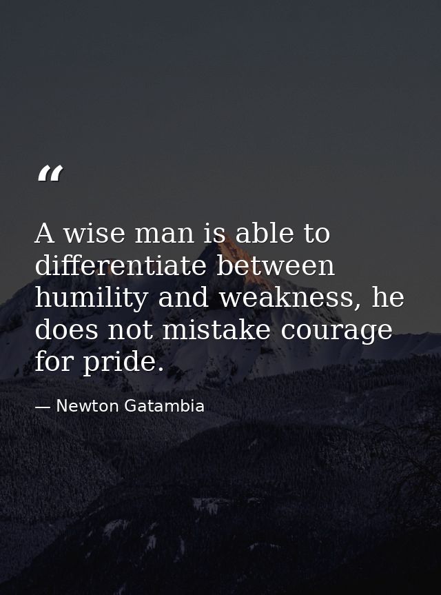 A wise man is able to differentiate between humility and weakness, he does not mistake courage for pride. — Newton Gatambia