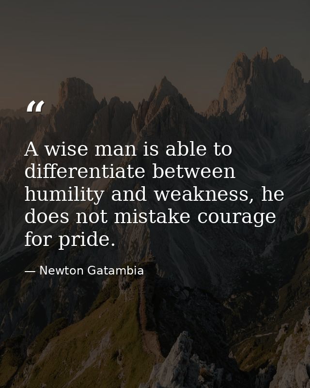 A wise man is able to differentiate between humility and weakness, he does not mistake courage for pride. — Newton Gatambia