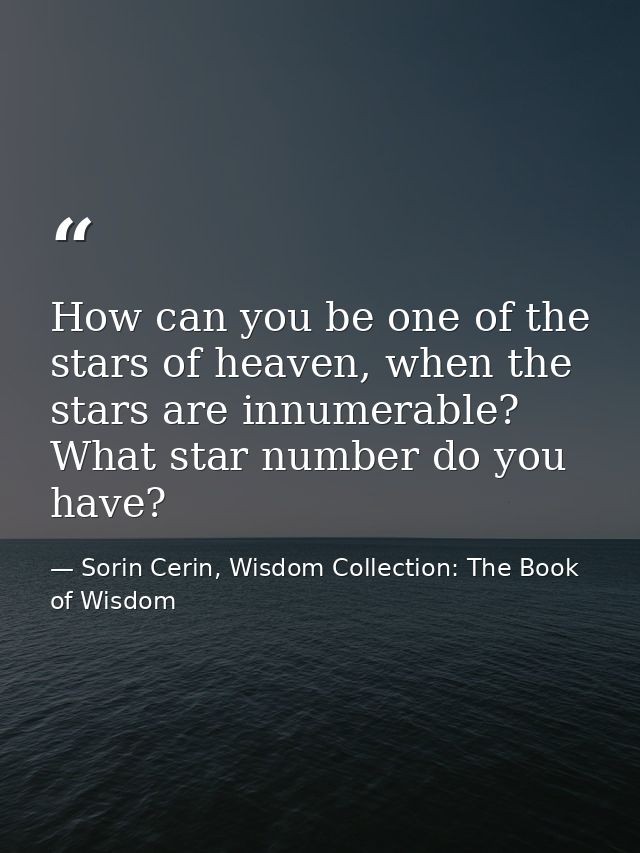 How can you be one of the stars of heaven, when the stars are innumerable? What star number do you have? — Sorin Cerin, Wisdom Collection: The Book of Wisdom