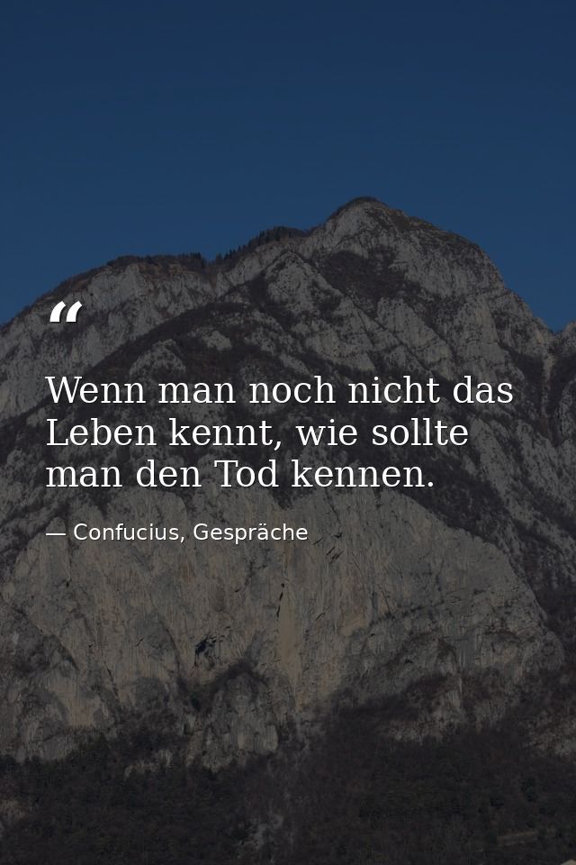 Wenn man noch nicht das Leben kennt, wie sollte man den Tod kennen. — Confucius, Gespräche