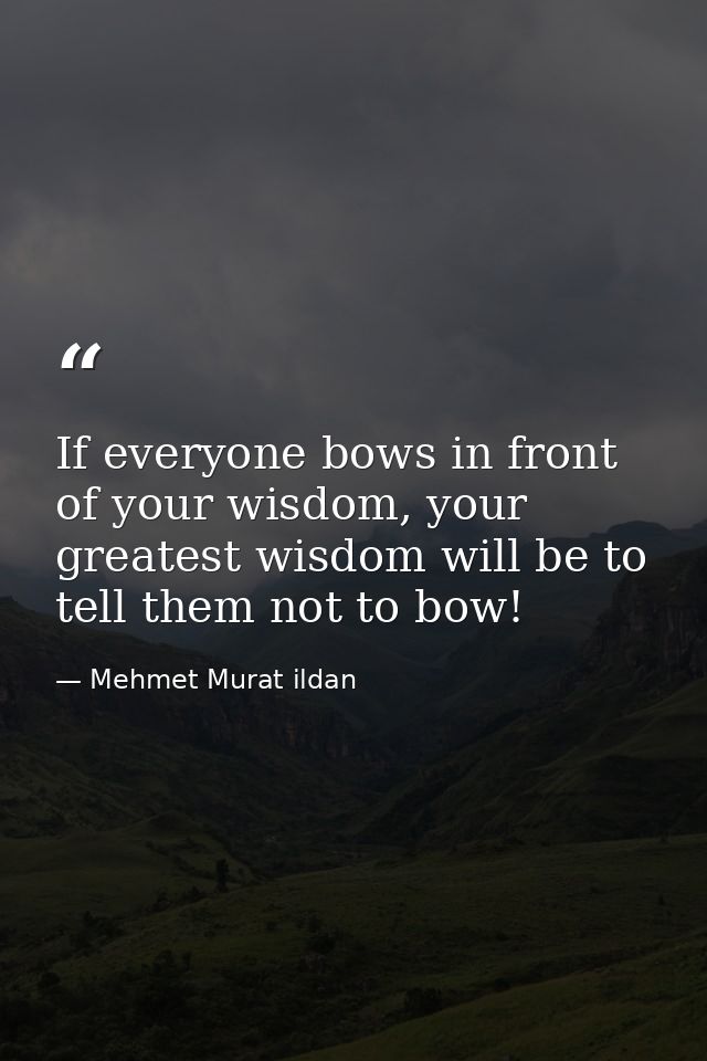 If everyone bows in front of your wisdom, your greatest wisdom will be to tell them not to bow! — Mehmet Murat ildan