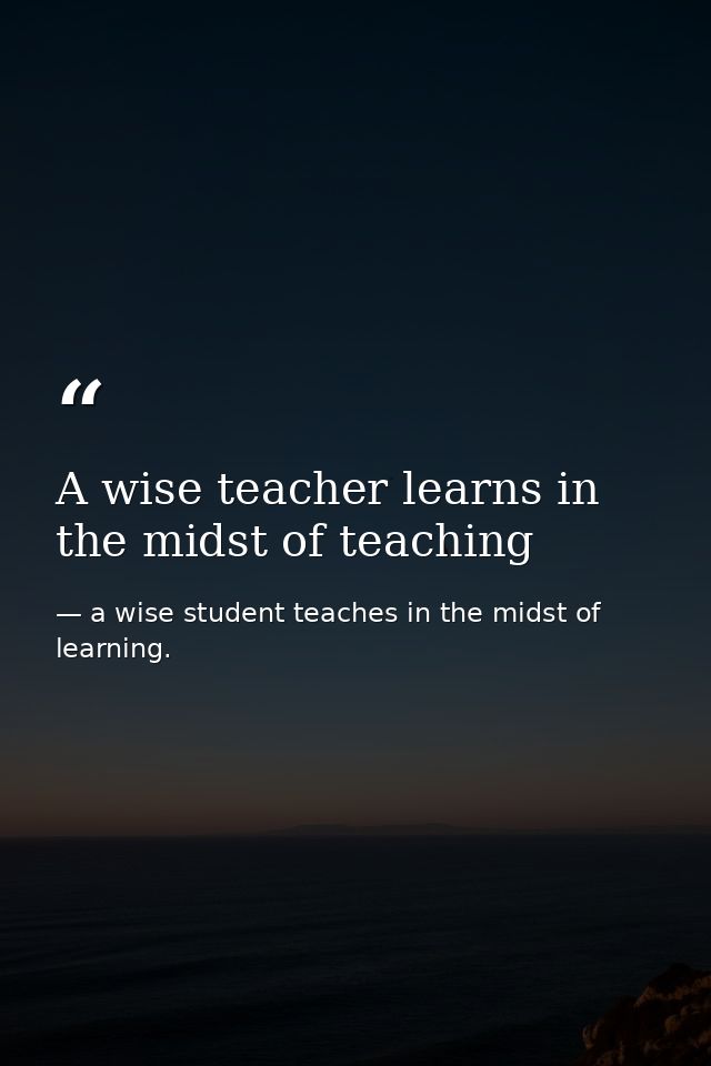 A wise teacher learns in the midst of teaching — a wise student teaches in the midst of learning.