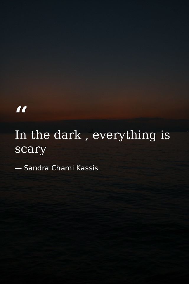 In the dark , everything is scary — Sandra Chami Kassis