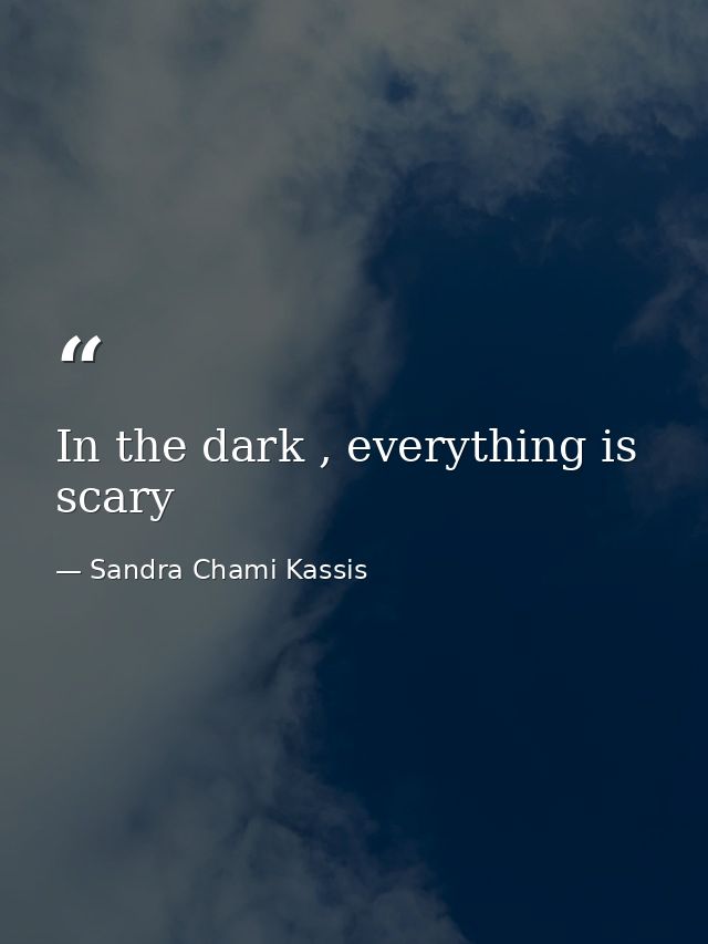 In the dark , everything is scary — Sandra Chami Kassis