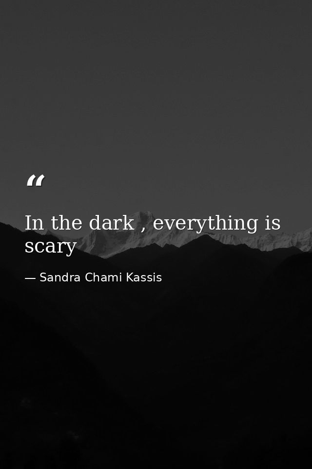 In the dark , everything is scary — Sandra Chami Kassis