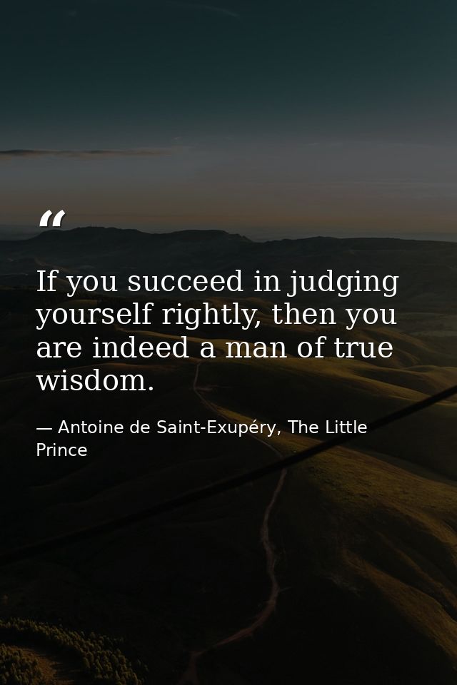 If you succeed in judging yourself rightly, then you are indeed a man of true wisdom. — Antoine de Saint-Exupéry, The Little Prince