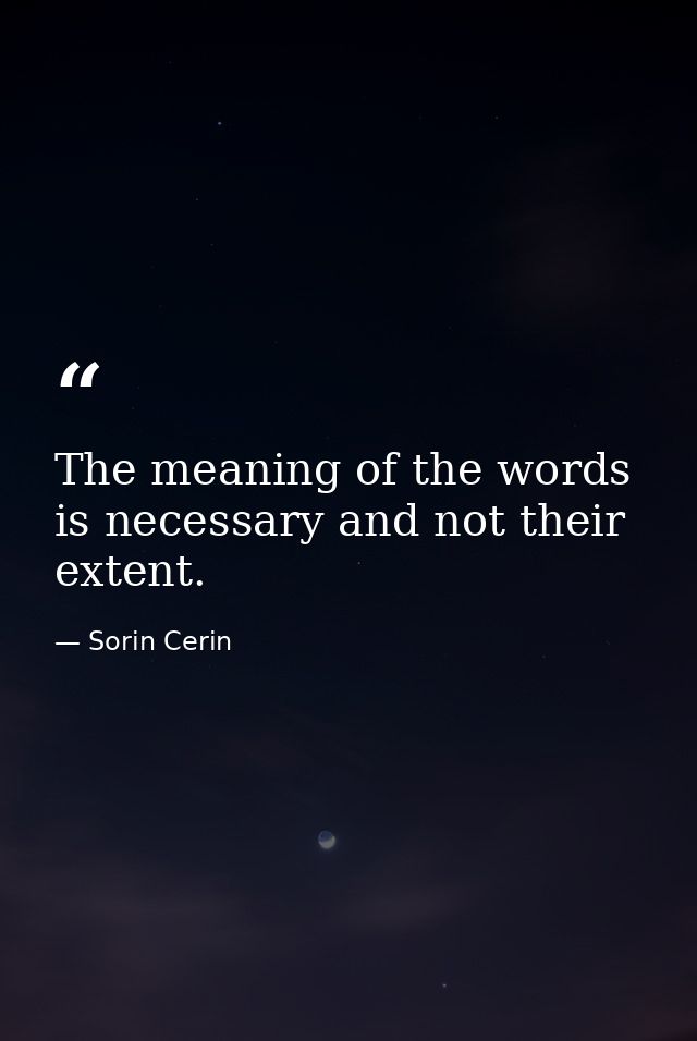 The meaning of the words is necessary and not their extent. — Sorin Cerin