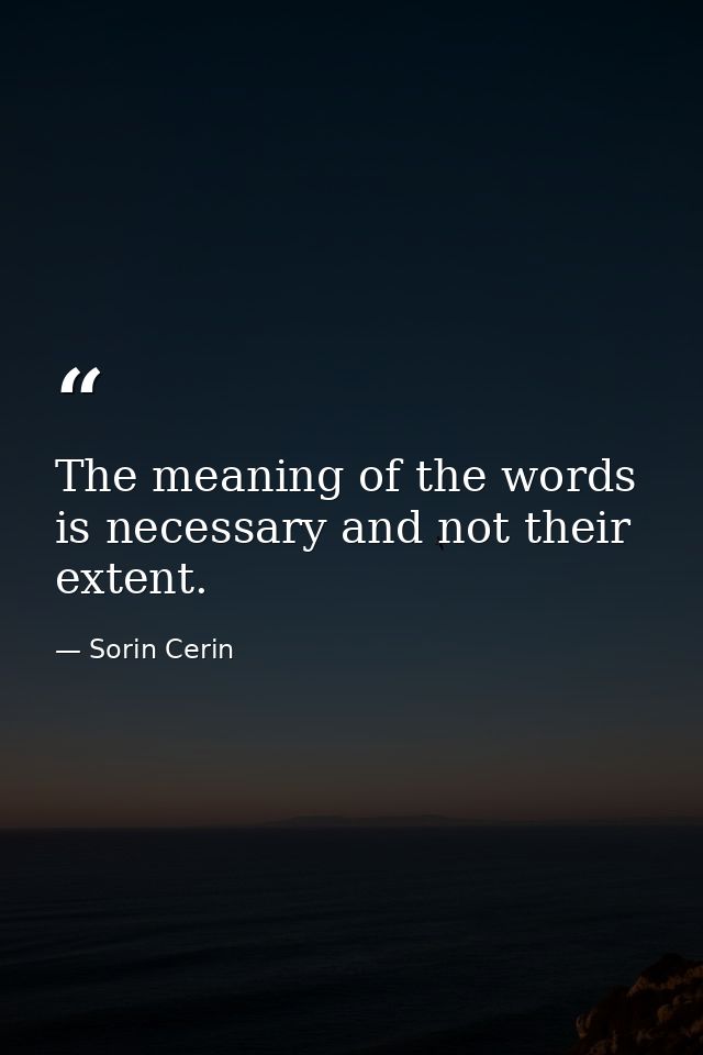 The meaning of the words is necessary and not their extent. — Sorin Cerin