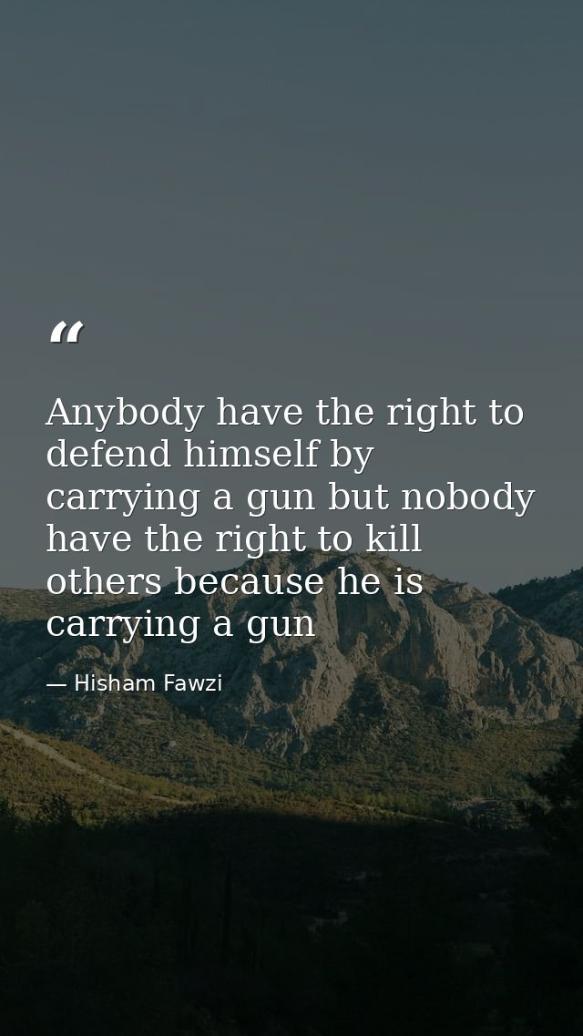 Anybody have the right to defend himself by carrying a gun but nobody have the right to kill others because he is carryi — Hisham Fawzi
