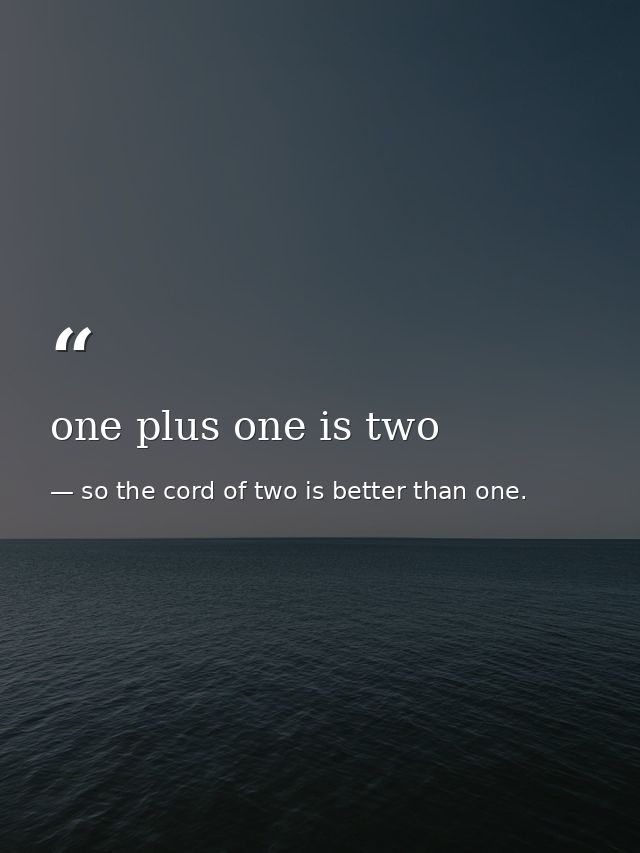 one plus one is two — so the cord of two is better than one.