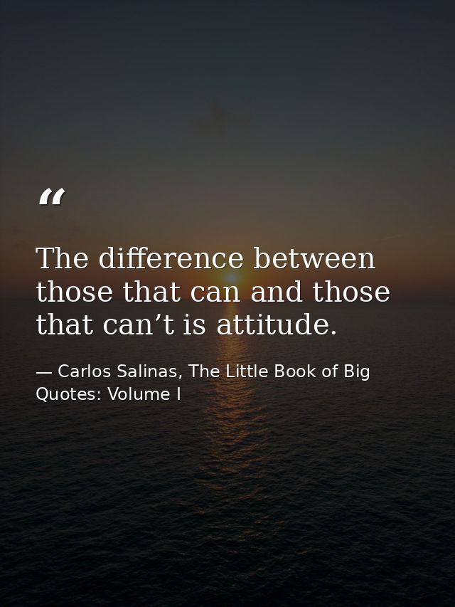 The difference between those that can and those that can’t is attitude. — Carlos Salinas, The Little Book of Big Quotes: Volume I