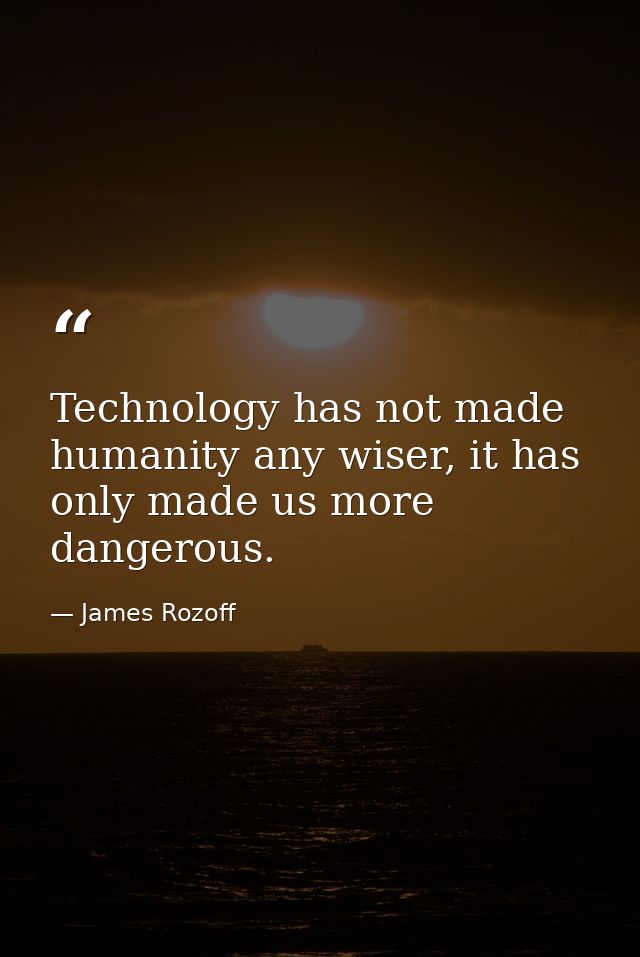 Technology has not made humanity any wiser, it has only made us more dangerous. — James Rozoff