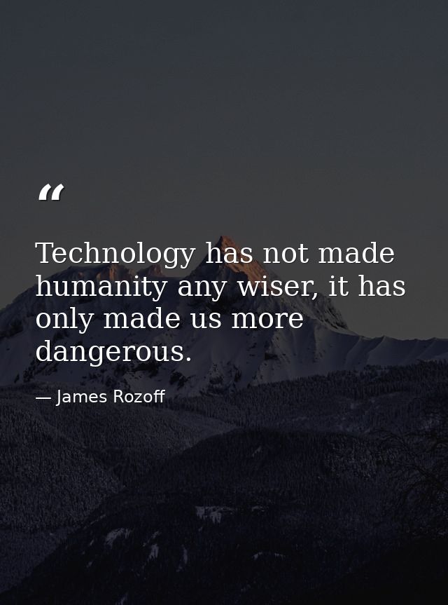Technology has not made humanity any wiser, it has only made us more dangerous. — James Rozoff