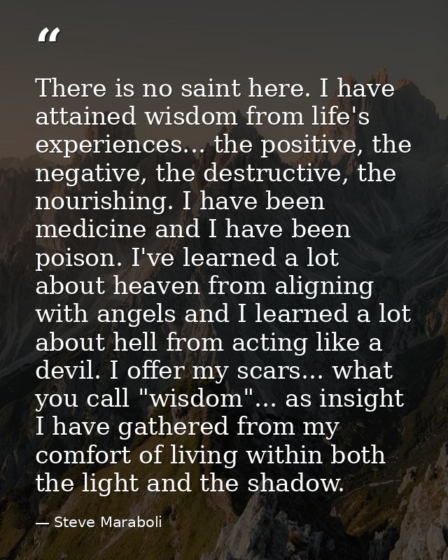 There is no saint here. I have attained wisdom from life's experiences... the positive, the negative, the destructive, t — Steve Maraboli