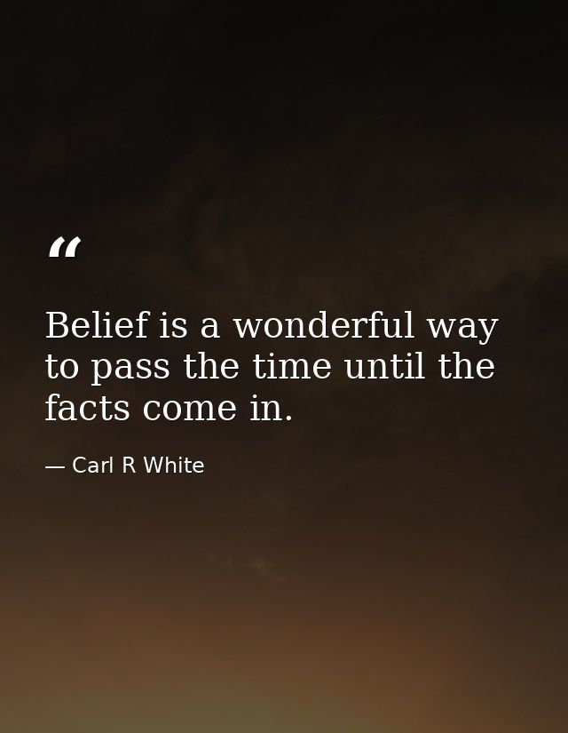 Belief is a wonderful way to pass the time until the facts come in. — Carl R White