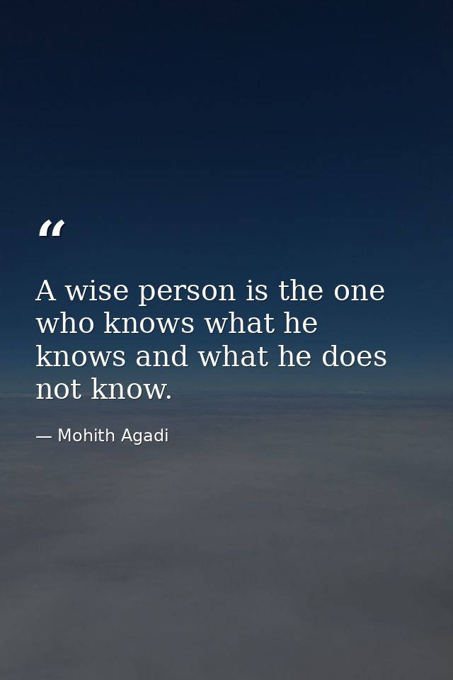 A wise person is the one who knows what he knows and what he does not know. — Mohith Agadi