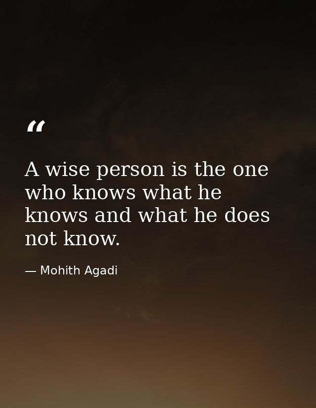 A wise person is the one who knows what he knows and what he does not know. — Mohith Agadi