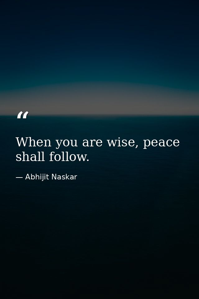When you are wise, peace shall follow. — Abhijit Naskar