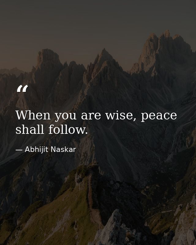 When you are wise, peace shall follow. — Abhijit Naskar