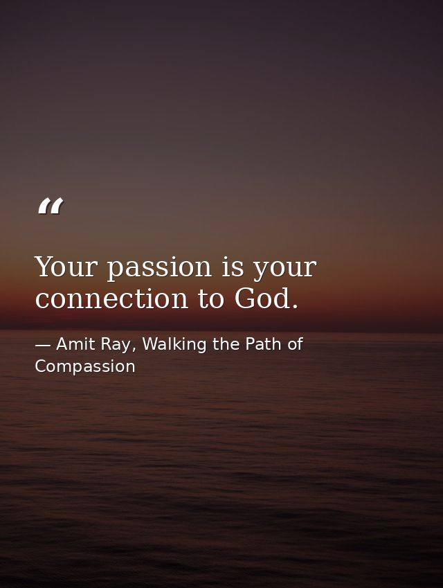 Your passion is your connection to God. — Amit Ray, Walking the Path of Compassion