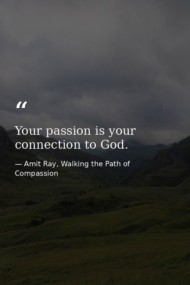 Your passion is your connection to God. — Amit Ray, Walking the Path of Compassion