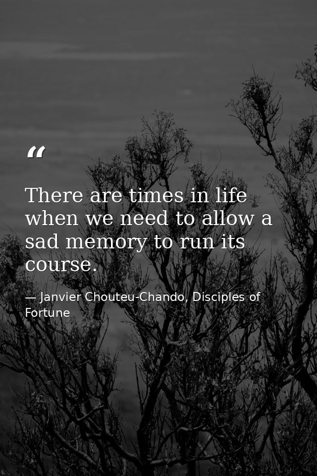 There are times in life when we need to allow a sad memory to run its course. — Janvier Chouteu-Chando, Disciples of Fortune