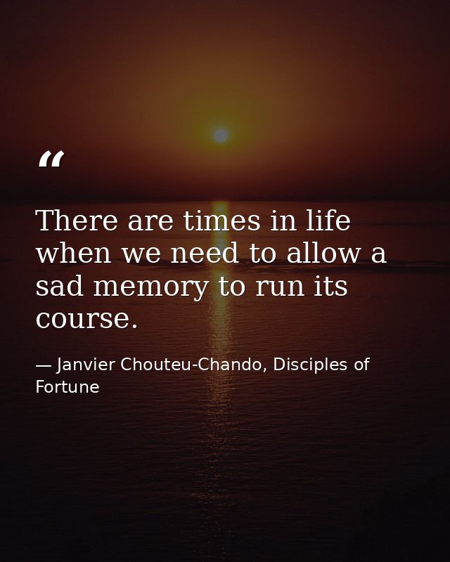 There are times in life when we need to allow a sad memory to run its course. — Janvier Chouteu-Chando, Disciples of Fortune
