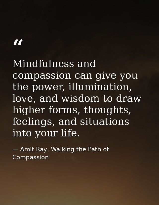 Mindfulness and compassion can give you the power, illumination, love, and wisdom to draw higher forms, thoughts, feelin — Amit Ray, Walking the Path of Compassion