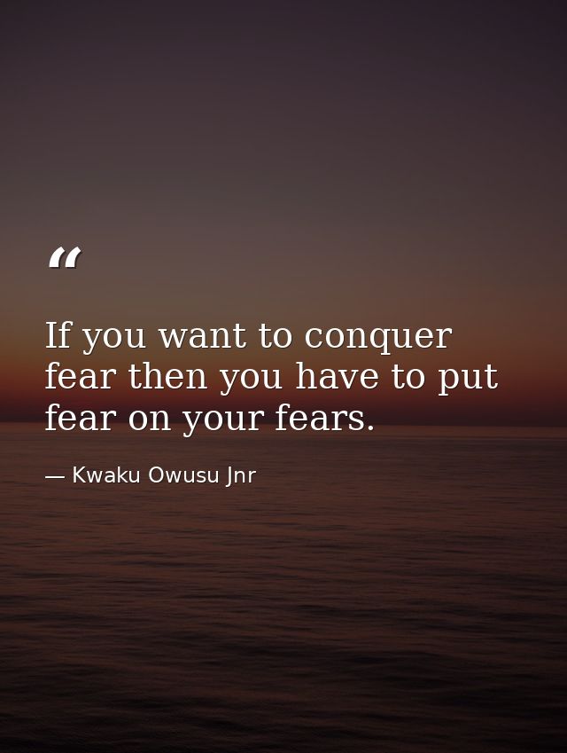 If you want to conquer fear then you have to put fear on your fears. — Kwaku Owusu Jnr