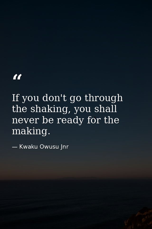 If you don't go through the shaking, you shall never be ready for the making. — Kwaku Owusu Jnr