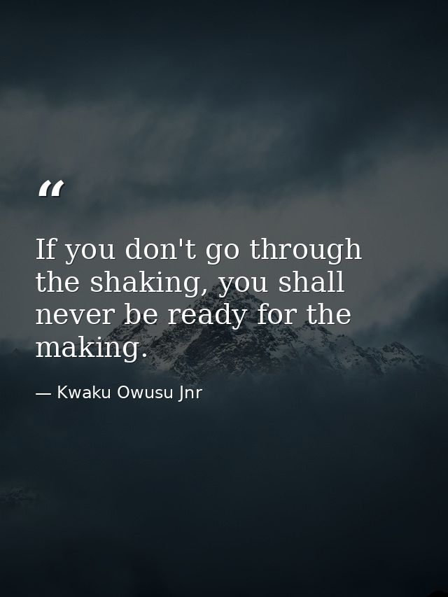 If you don't go through the shaking, you shall never be ready for the making. — Kwaku Owusu Jnr