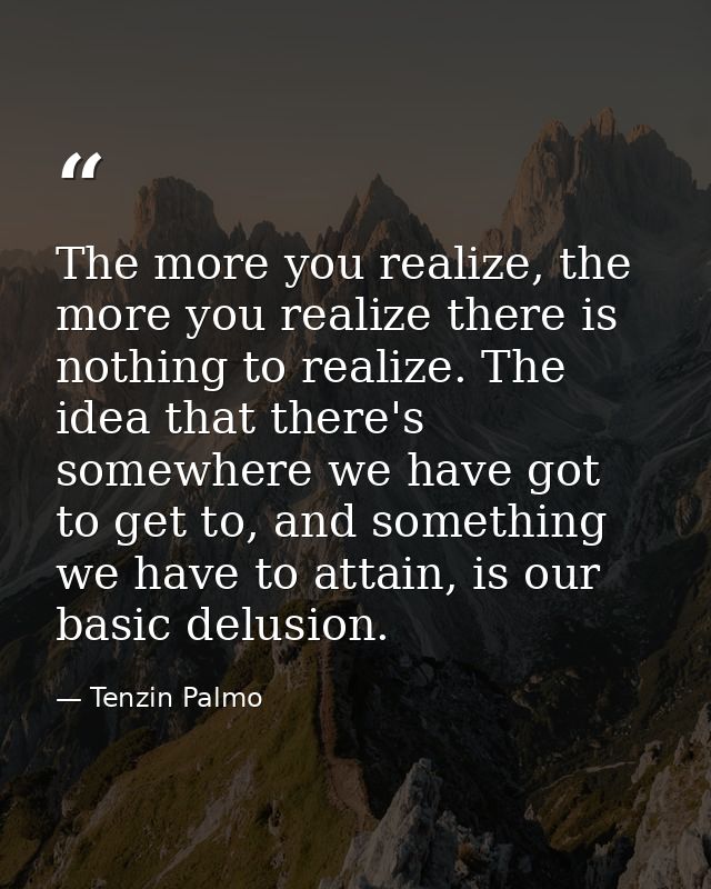 The more you realize, the more you realize there is nothing to realize. The idea that there's somewhere we have got to g — Tenzin Palmo