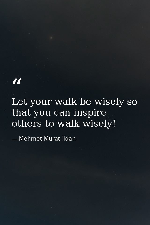 Let your walk be wisely so that you can inspire others to walk wisely! — Mehmet Murat ildan
