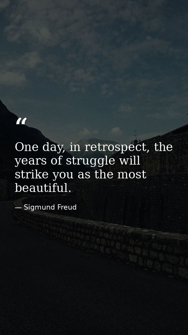 One day, in retrospect, the years of struggle will strike you as the most beautiful. — Sigmund Freud