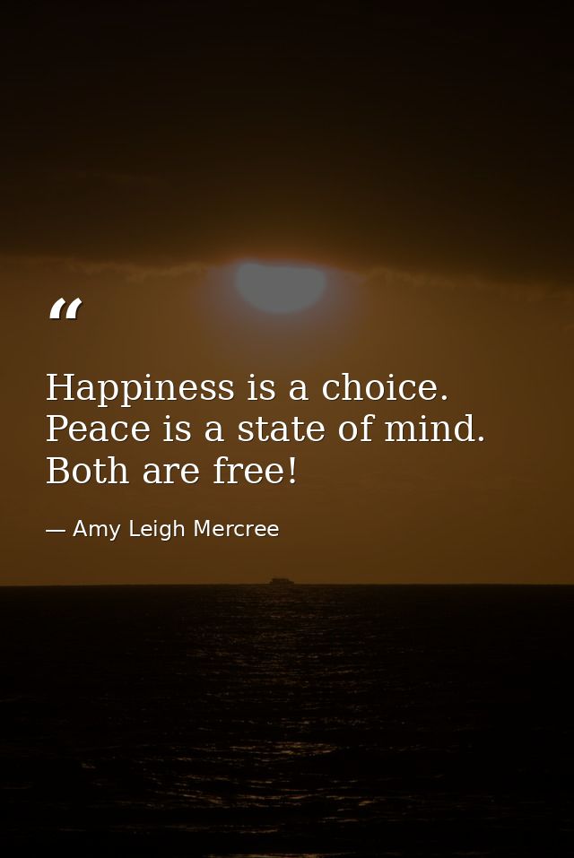Happiness is a choice. Peace is a state of mind. Both are free! — Amy Leigh Mercree