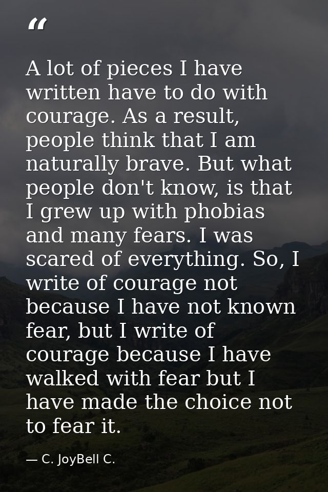 A lot of pieces I have written have to do with courage. As a result, people think that I am naturally brave. But what pe — C. JoyBell C.