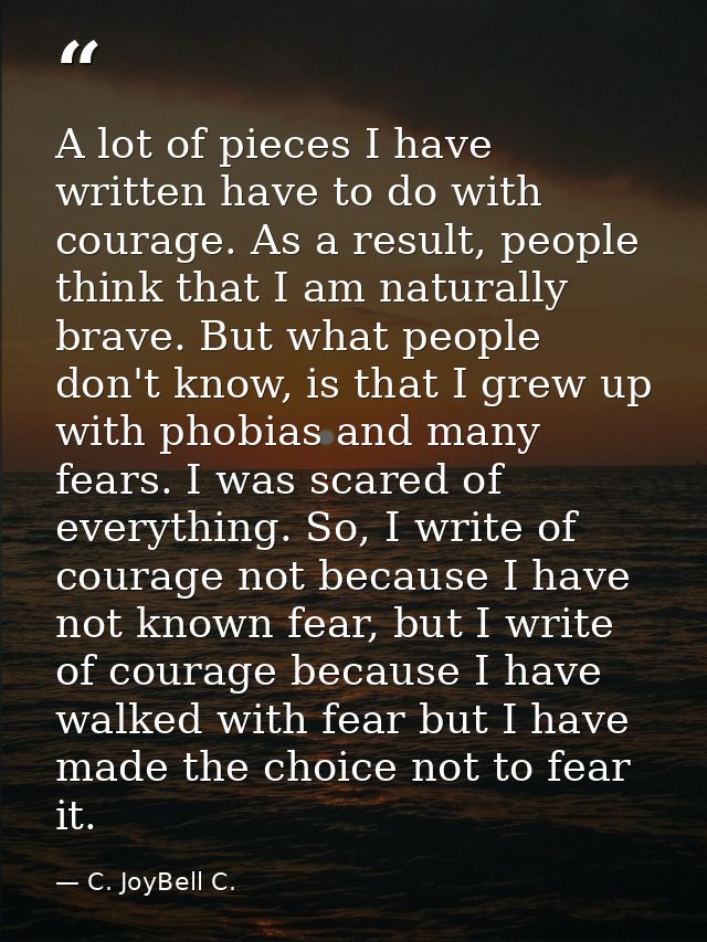 A lot of pieces I have written have to do with courage. As a result, people think that I am naturally brave. But what pe — C. JoyBell C.