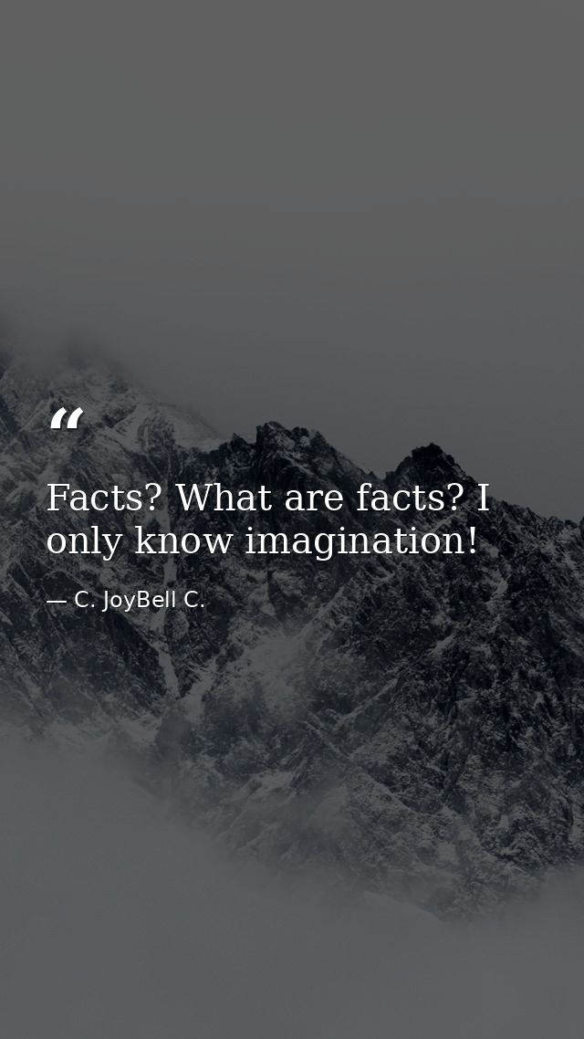 Facts? What are facts? I only know imagination! — C. JoyBell C.