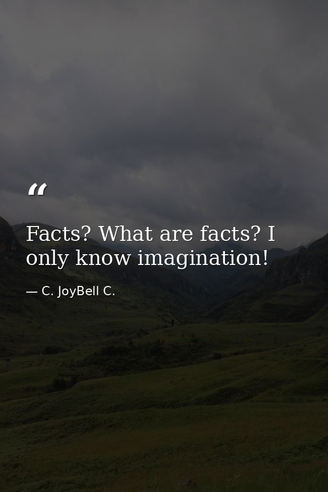 Facts? What are facts? I only know imagination! — C. JoyBell C.