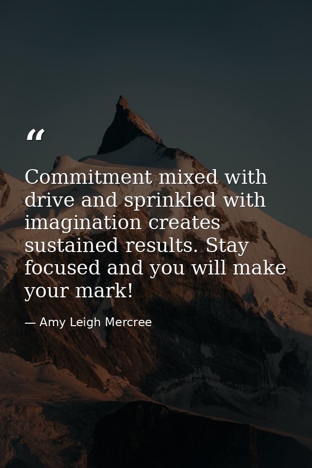 Commitment mixed with drive and sprinkled with imagination creates sustained results. Stay focused and you will make you — Amy Leigh Mercree