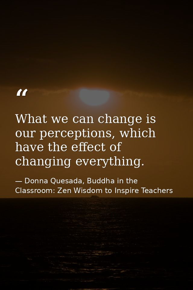 What we can change is our perceptions, which have the effect of changing everything. — Donna Quesada, Buddha in the Classroom: Zen Wisdom to Inspire Teachers