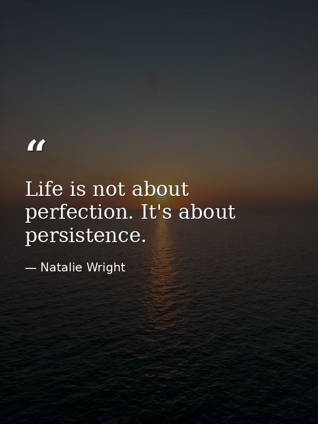Life is not about perfection. It's about persistence. — Natalie Wright