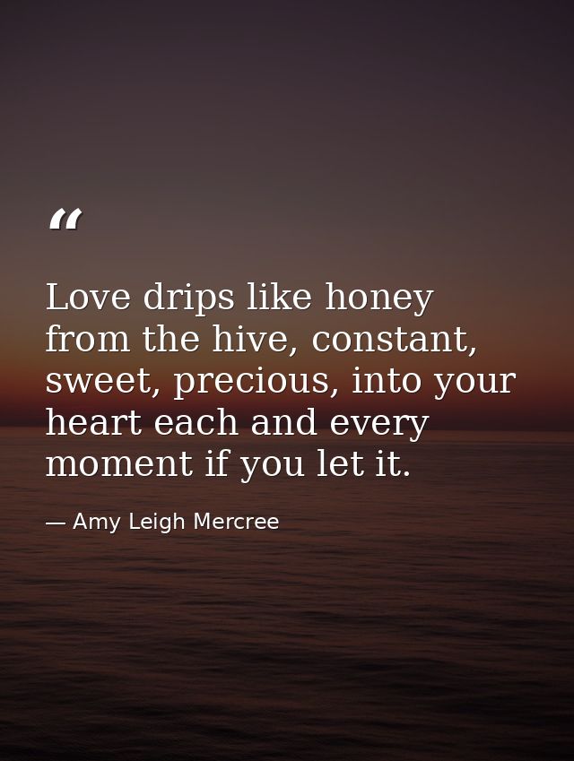 Love drips like honey from the hive, constant, sweet, precious, into your heart each and every moment if you let it. — Amy Leigh Mercree